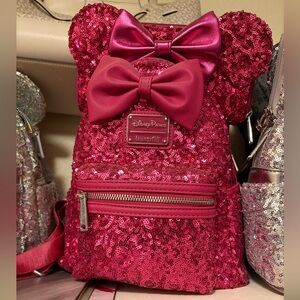 loungefly Sequin Mini Backpack with wallet and halloween bag bundle for Angela